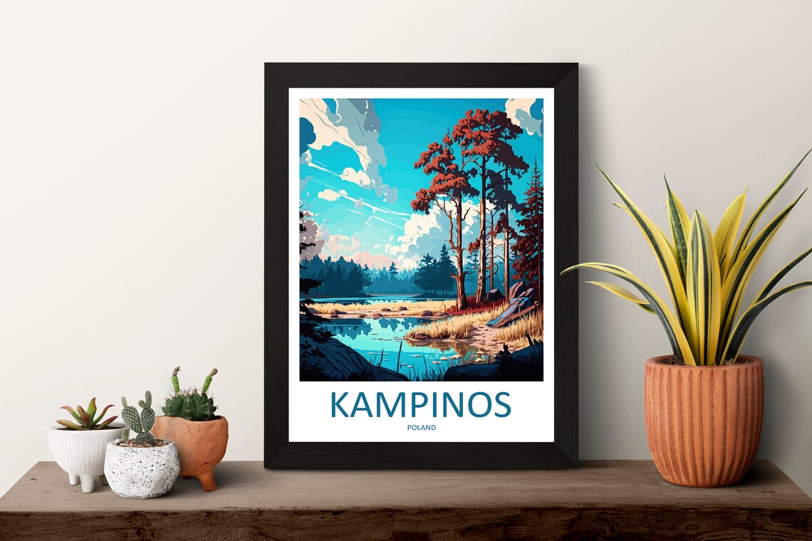 Kampinos Forest Lake Autumn Pines Lakeside Landscape Travel Poster - Image 3