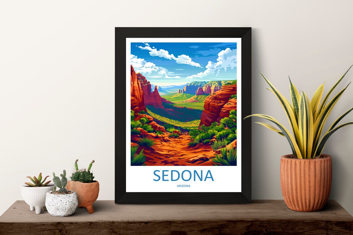 Sedona Arizona Red Rock Canyon Desert Vista Travel Art Poster - Image 3