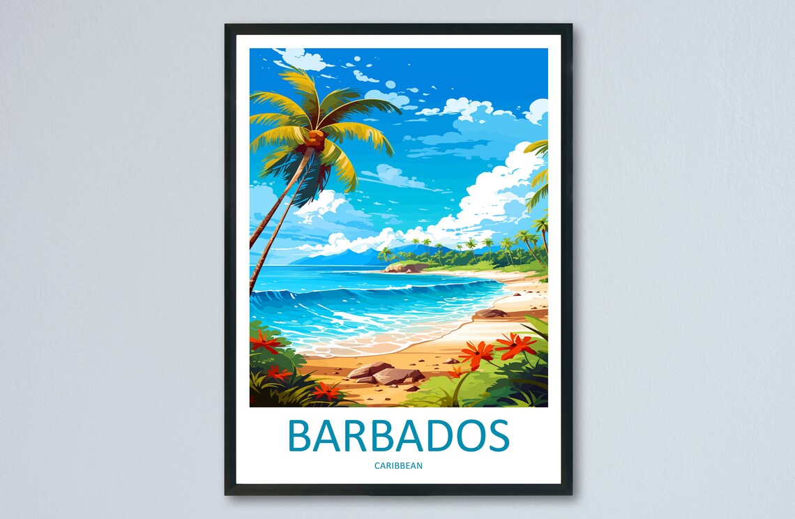 Barbados Travel Poster, Caribbean Home Decor