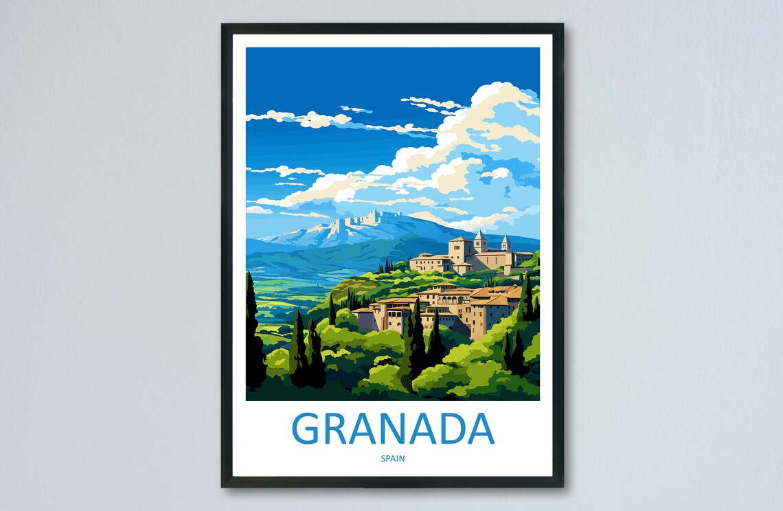 Granada Travel Poster, Spain Wall Art Print