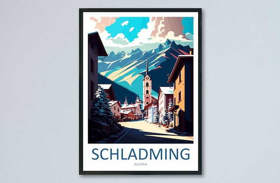 Schladming Travel Poster, Austria Wall Art Print