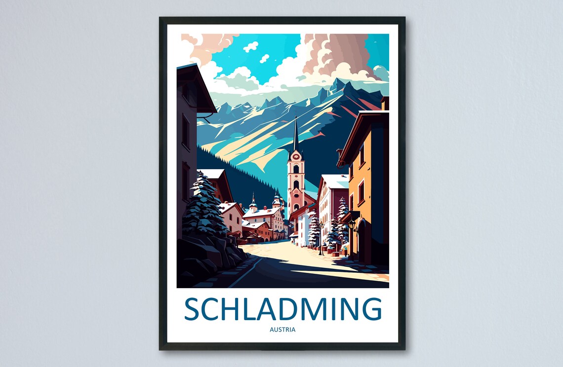 Schladming Travel Poster, Austria Wall Art Print