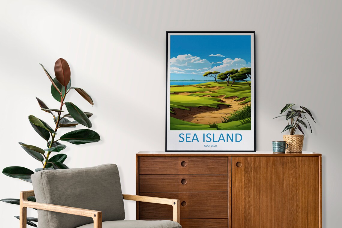Sea Island Golf Club Oceanview Course Links Travel Poster Georgia - Image 2