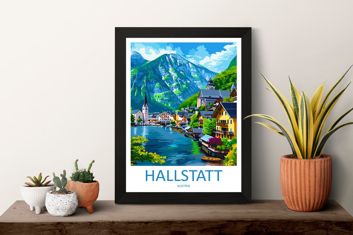 Hallstatt Austria Lakeside Village Alpine Mountain View Travel Poster - Image 3