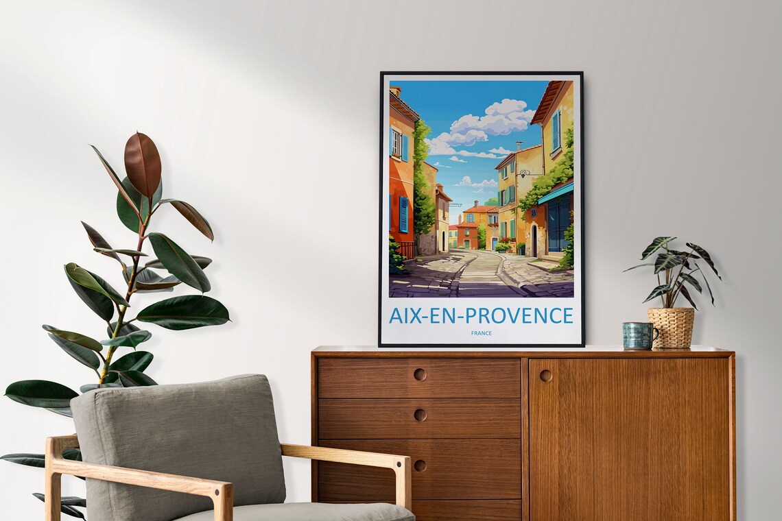 Aix-en-Provence France Cobblestone Old Town Street Travel Poster - Image 2