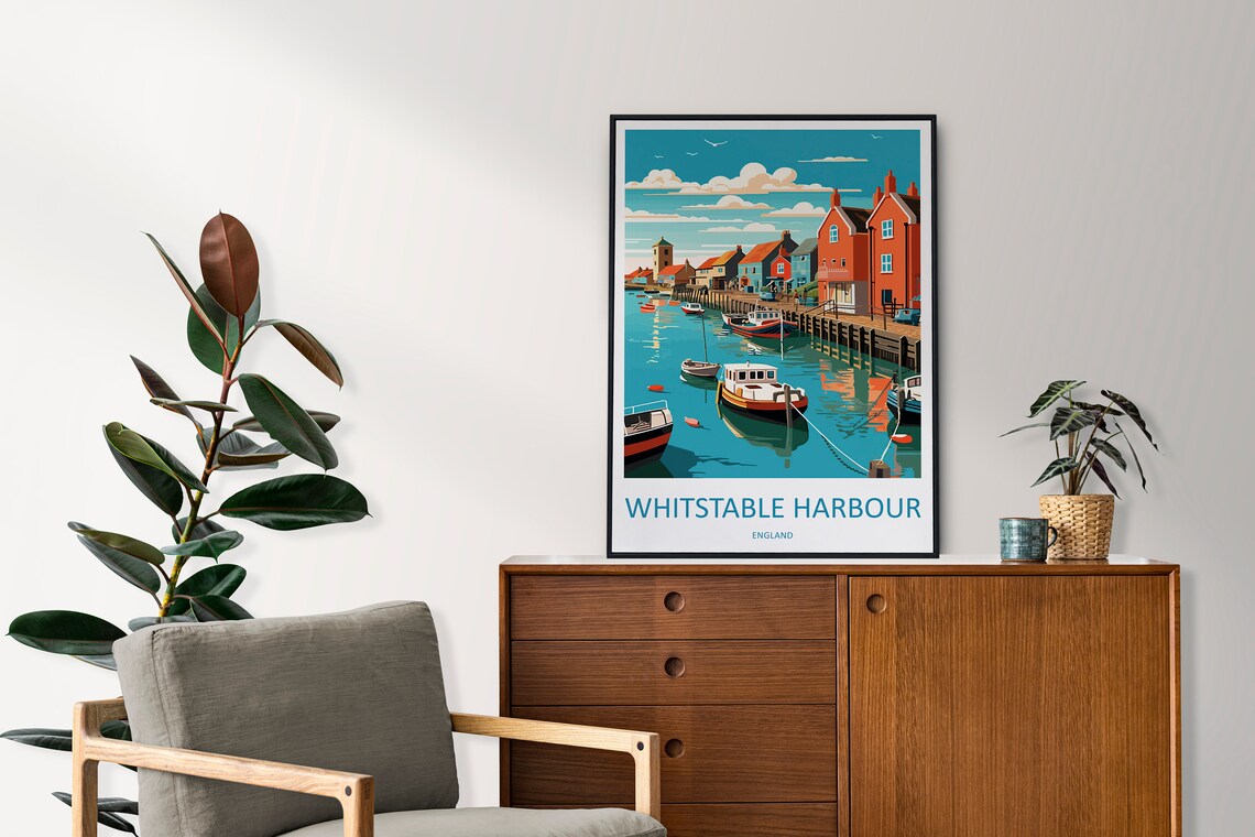 Whitstable Harbour Fishing Boats England Coast Travel Poster - Image 2