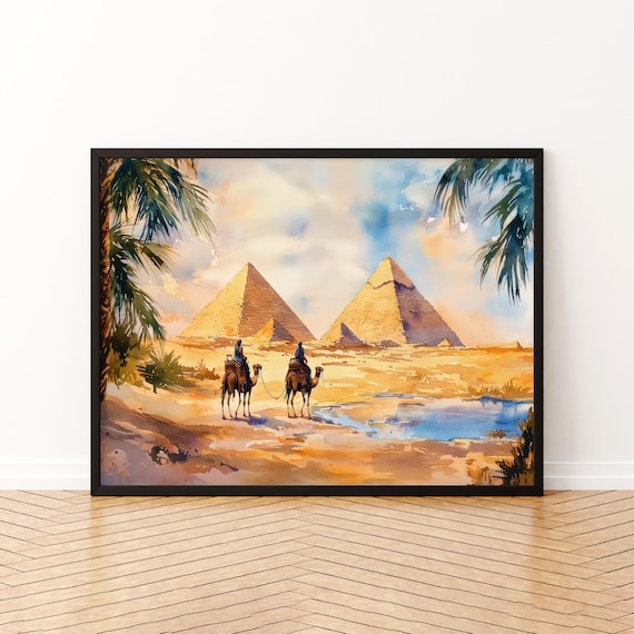Cairo Watercolor Poster Landscape Wall Art Hanging Home Dcor Gift Lovers Egypt