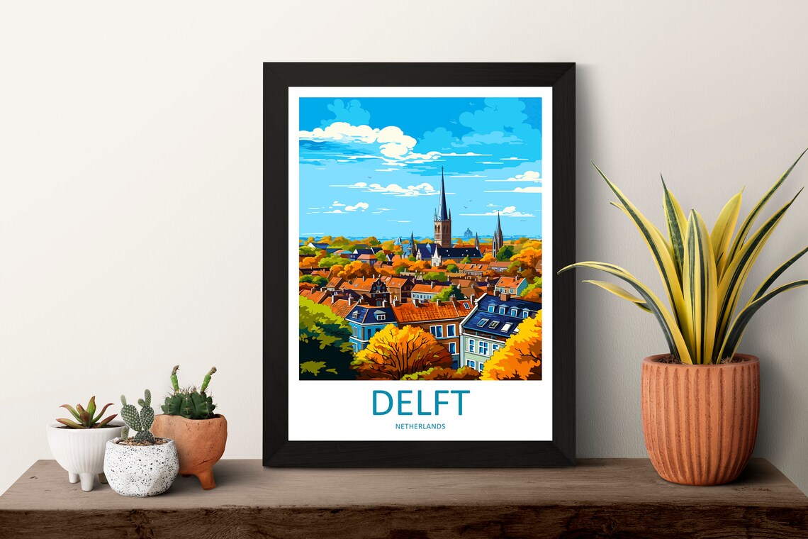 Delft Travel Poster, Netherlands City Art Print - Image 3