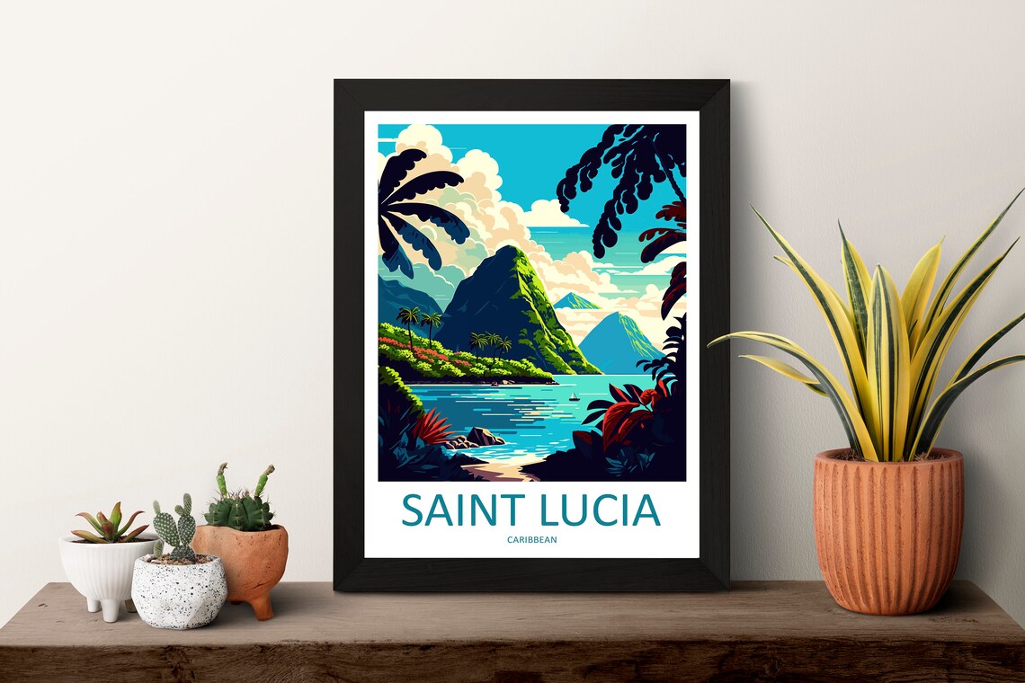 Saint Lucia Travel Poster, Caribbean Wall Art - Image 3