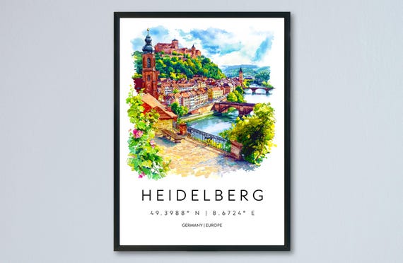 Heidelberg Watercolor Home Decor Wall Art Print