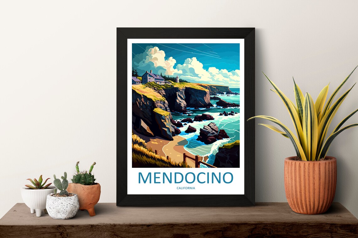 Mendocino Travel Poster, California Place Print - Image 3
