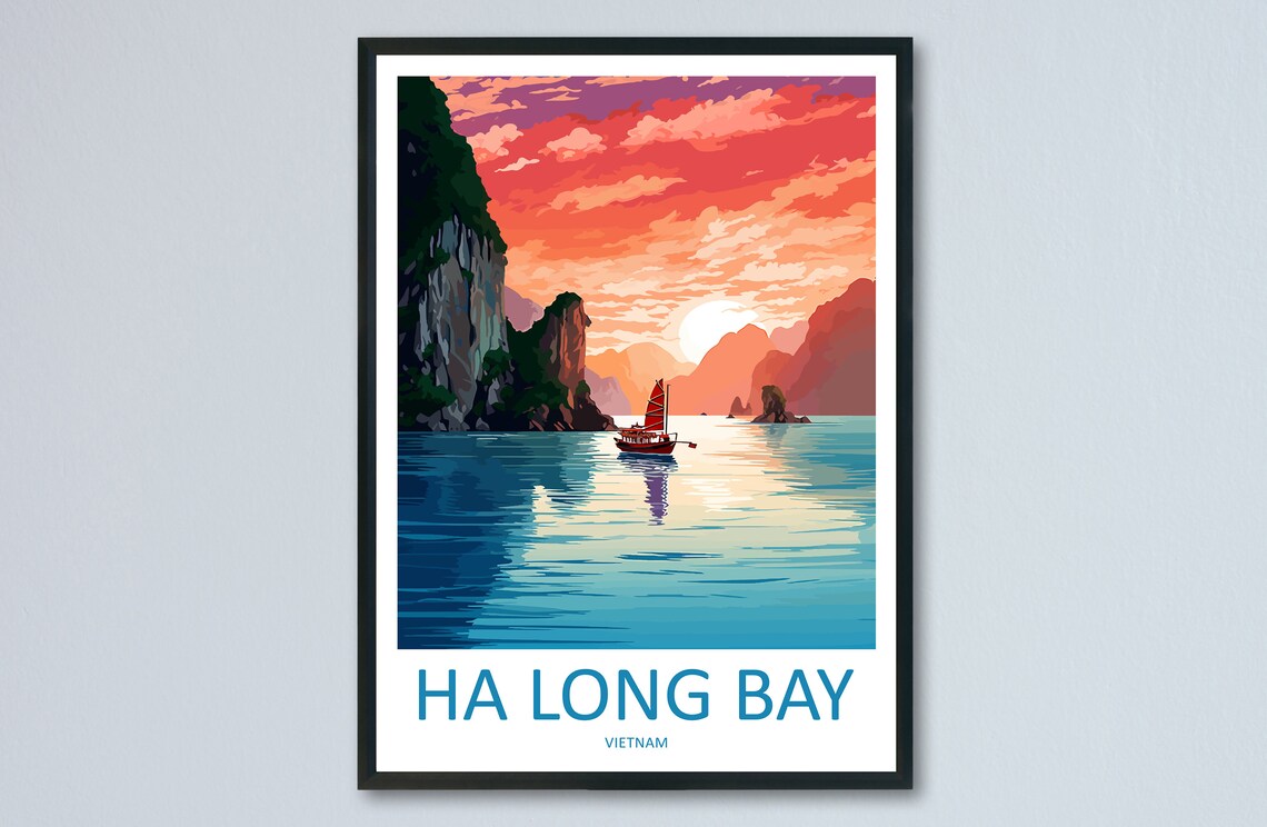 Ha Long Bay Travel Print, Vietnam Islands Wall Art