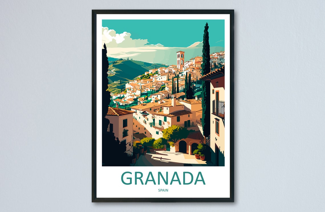Granada Travel Poster, Spain Wall Decor