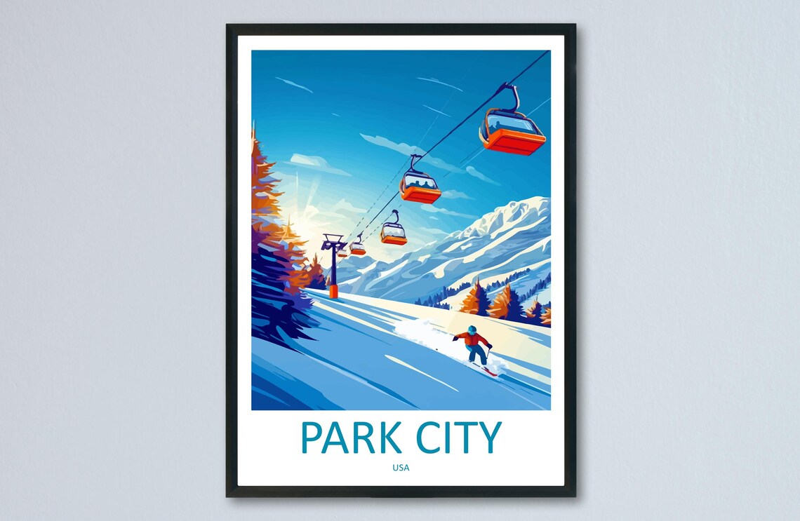 Park City Travel Poster, Utah Mountain Resort Print