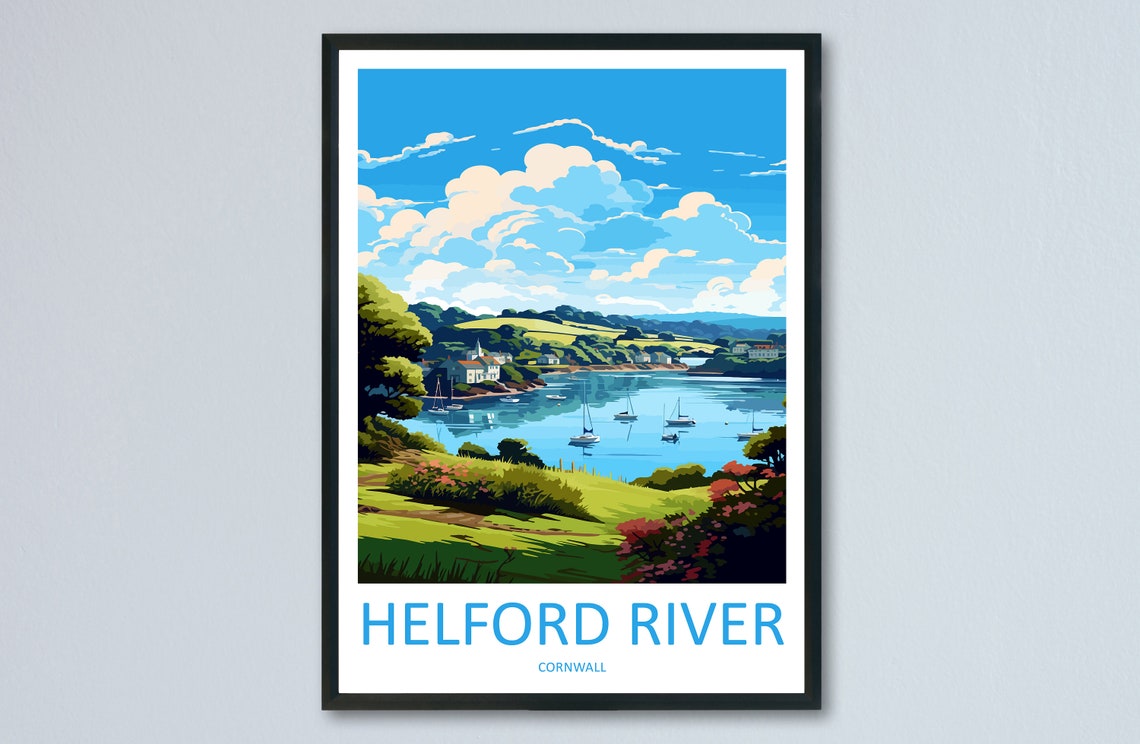 Helford River Cornwall England Estuary Sailboats Travel Poster