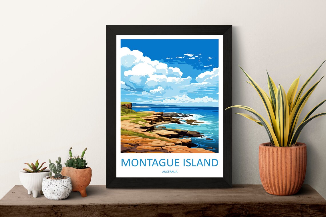 Montague Island Australia Rocky Tide Pool Coast View Travel Poster - Image 3