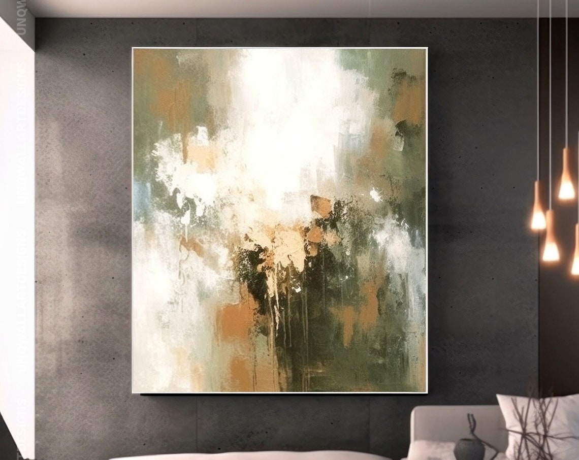 Sage Green Minimalist Abstract Painting Soft Earth Tone Decor Poster