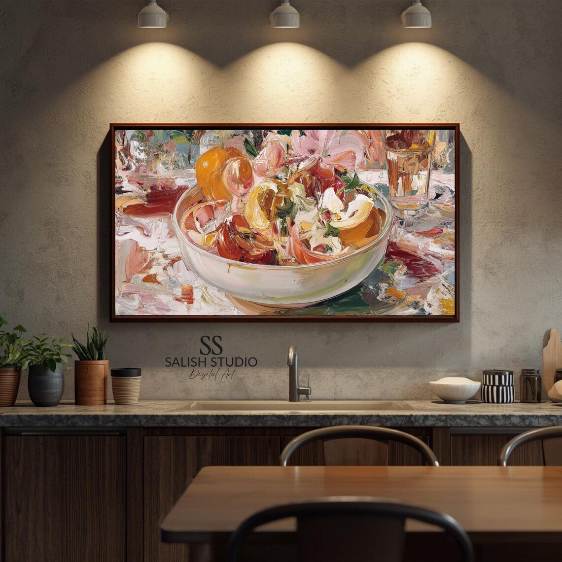 Citrus Still Life Bowl Oranges Impressionist Kitchen Fruit Painting Poster