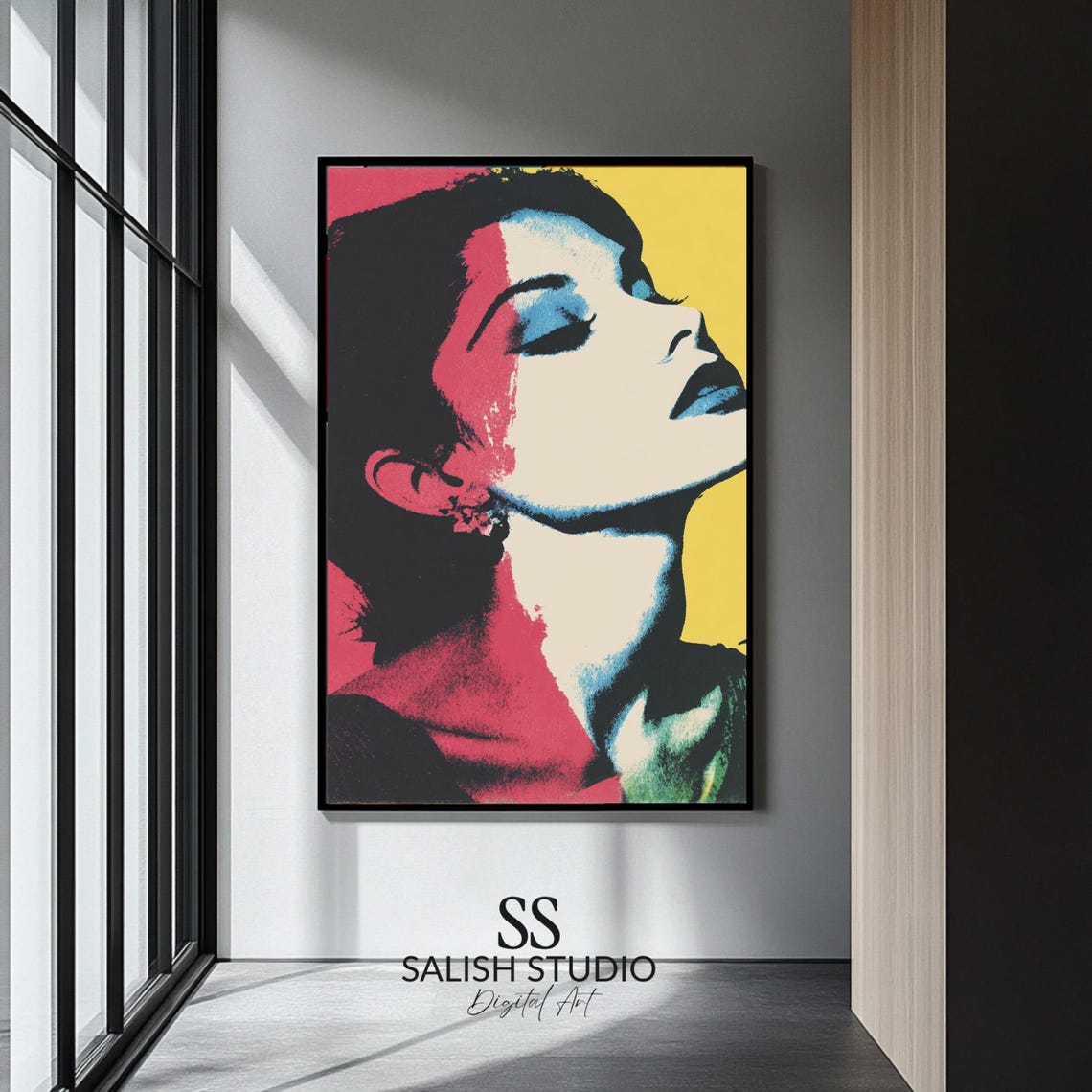 Bold Pop Art Woman Portrait Pink Yellow Edgy Color Block Poster