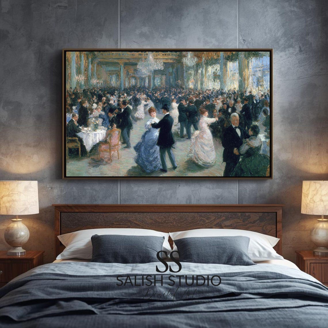 Grand Ballroom Dance Elegant Couples Vintage Impressionist Poster