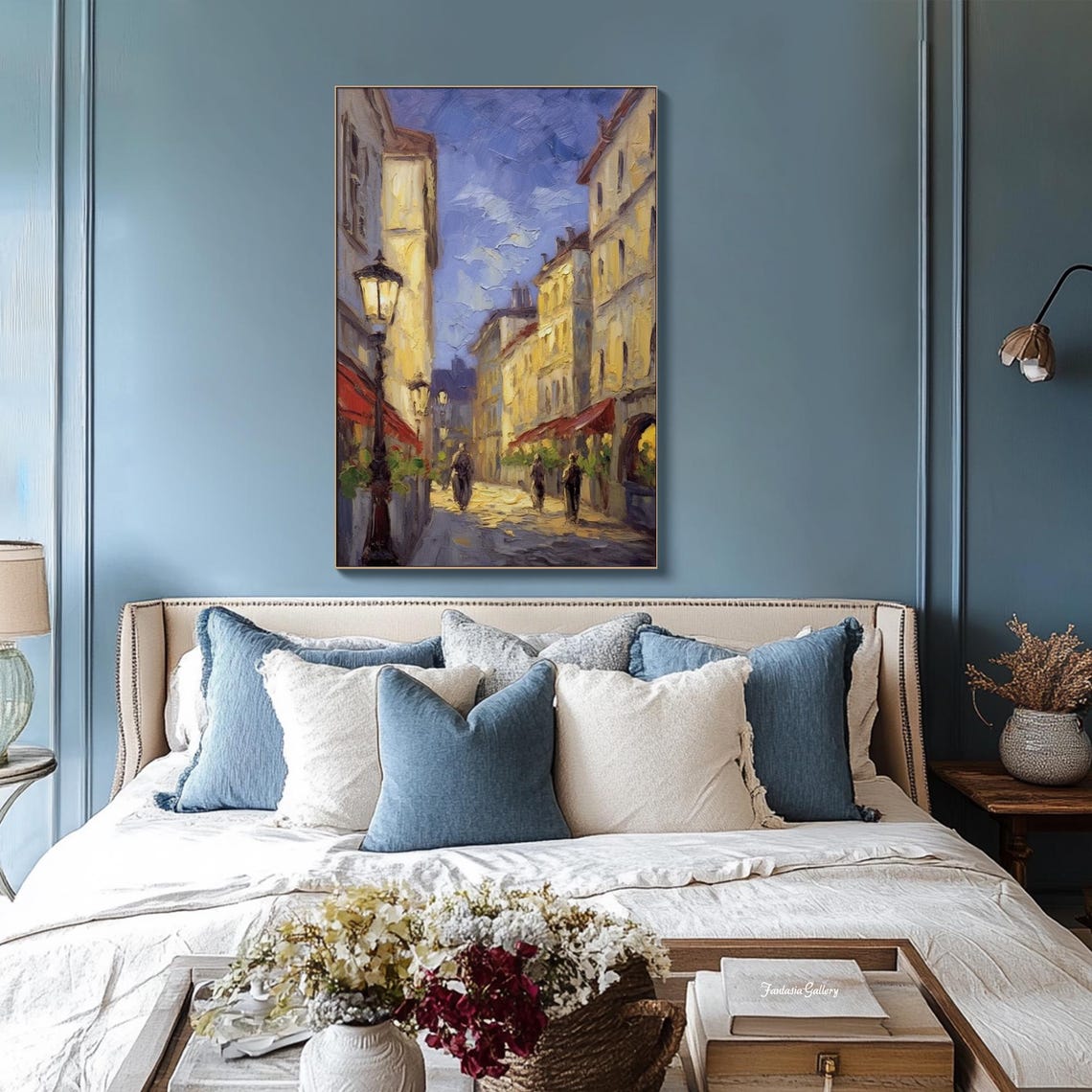 Abstract European Street Scenery Oil Painting Modern Wall Art Vintage Cityscape Artwork Minimalist Oil Painting Living Room Wall Art - Image 4
