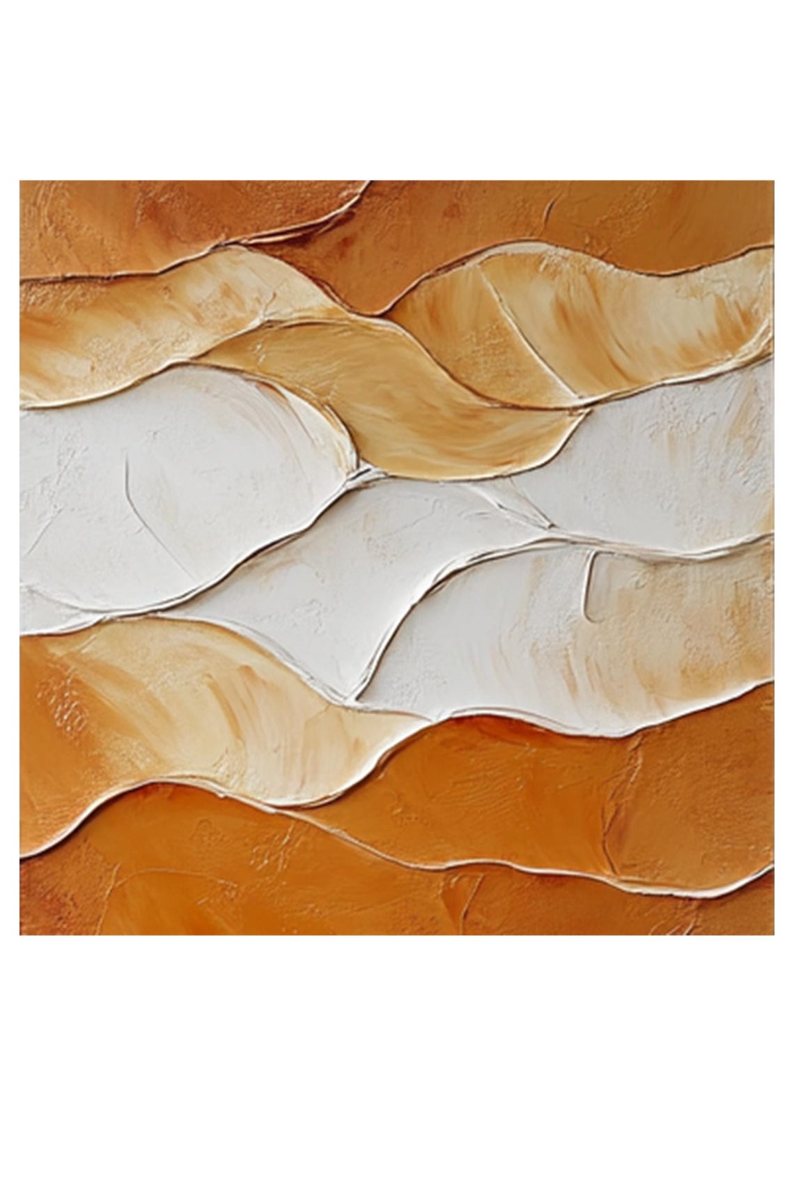 Terracotta And Cream Abstract Waves Textured Minimalist Wall Art - Image 4