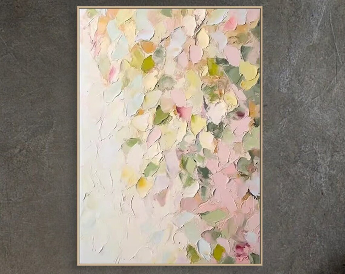 Colorful Floral Abstract Art Print, Textured Wall Art