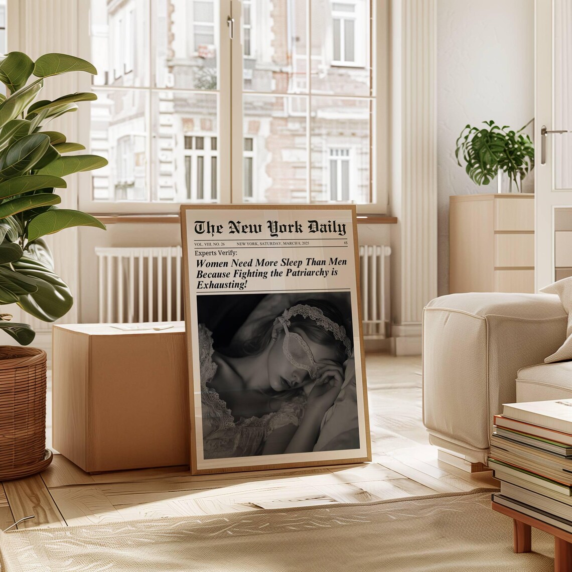 Women Need More Sleep Feminist Newspaper Headline Funny Quote Poster - Image 4