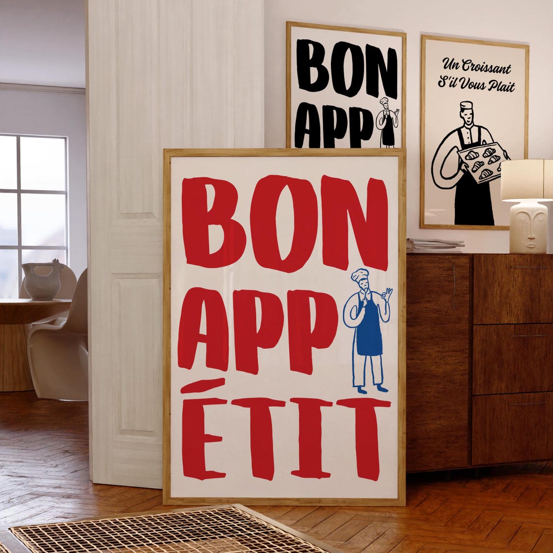 Bon Appetit Red French Kitchen Chef Quote Bold Typography Poster - Image 8