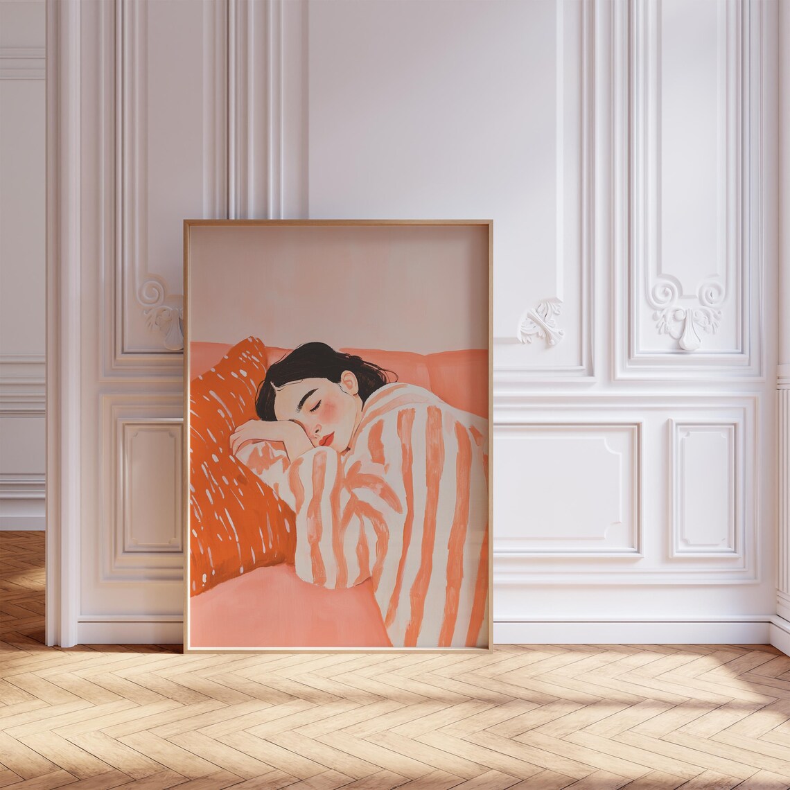 Orange Abstract Woman, Contemporary Minimalist Art Print - Image 5