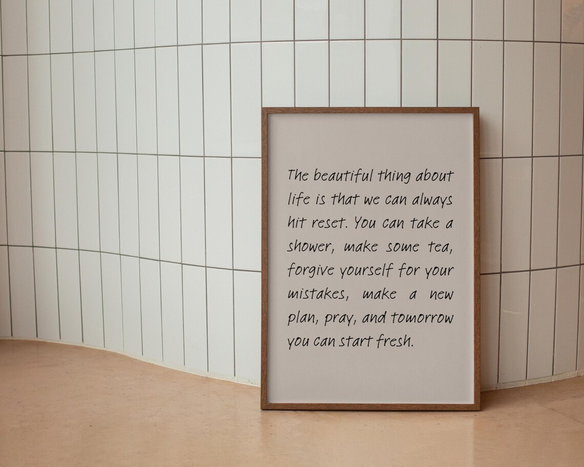 Hit Reset Beautiful Thing About Life Inspirational Handwritten Quote Poster - Image 5