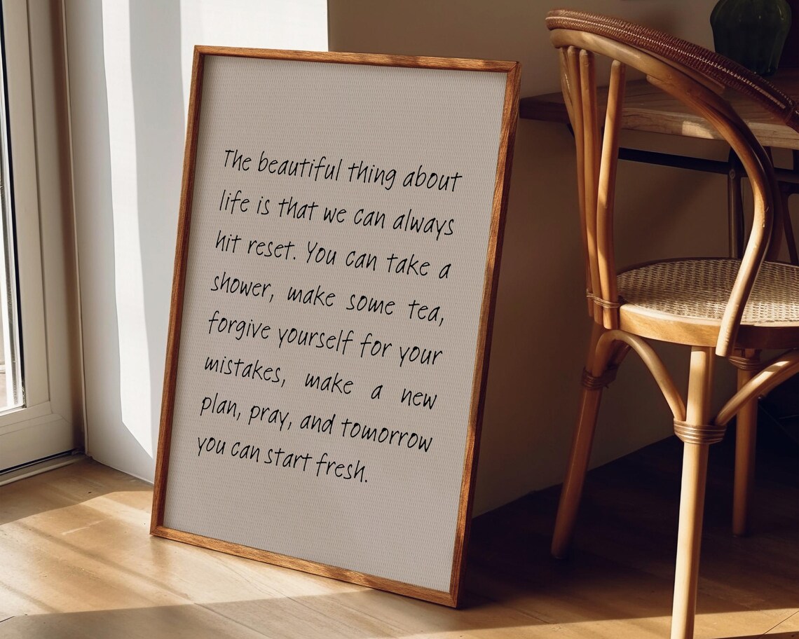 Hit Reset Beautiful Thing About Life Inspirational Handwritten Quote Poster - Image 4