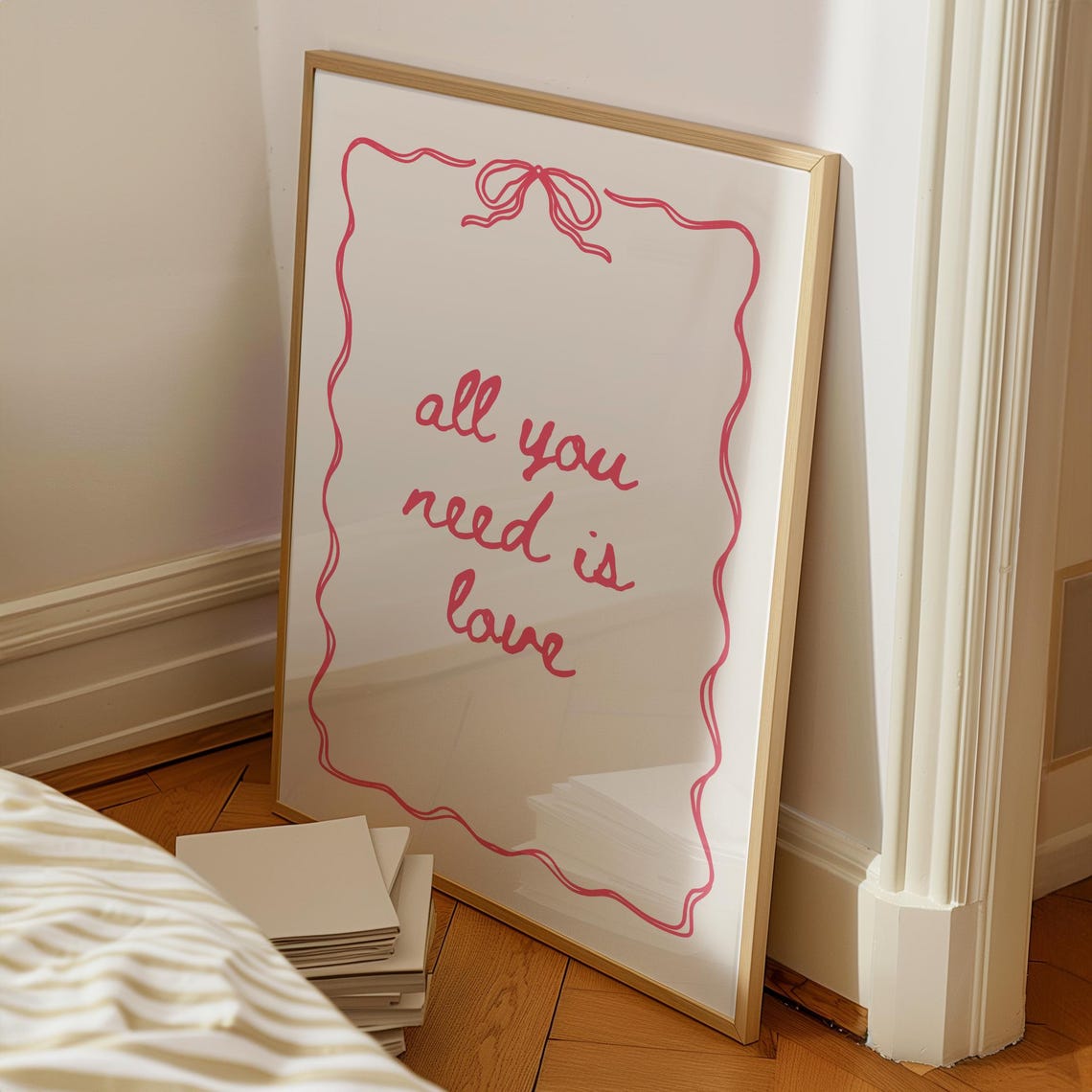 All You Need Is Love Red Script Bow Coquette Valentines Poster - Image 8