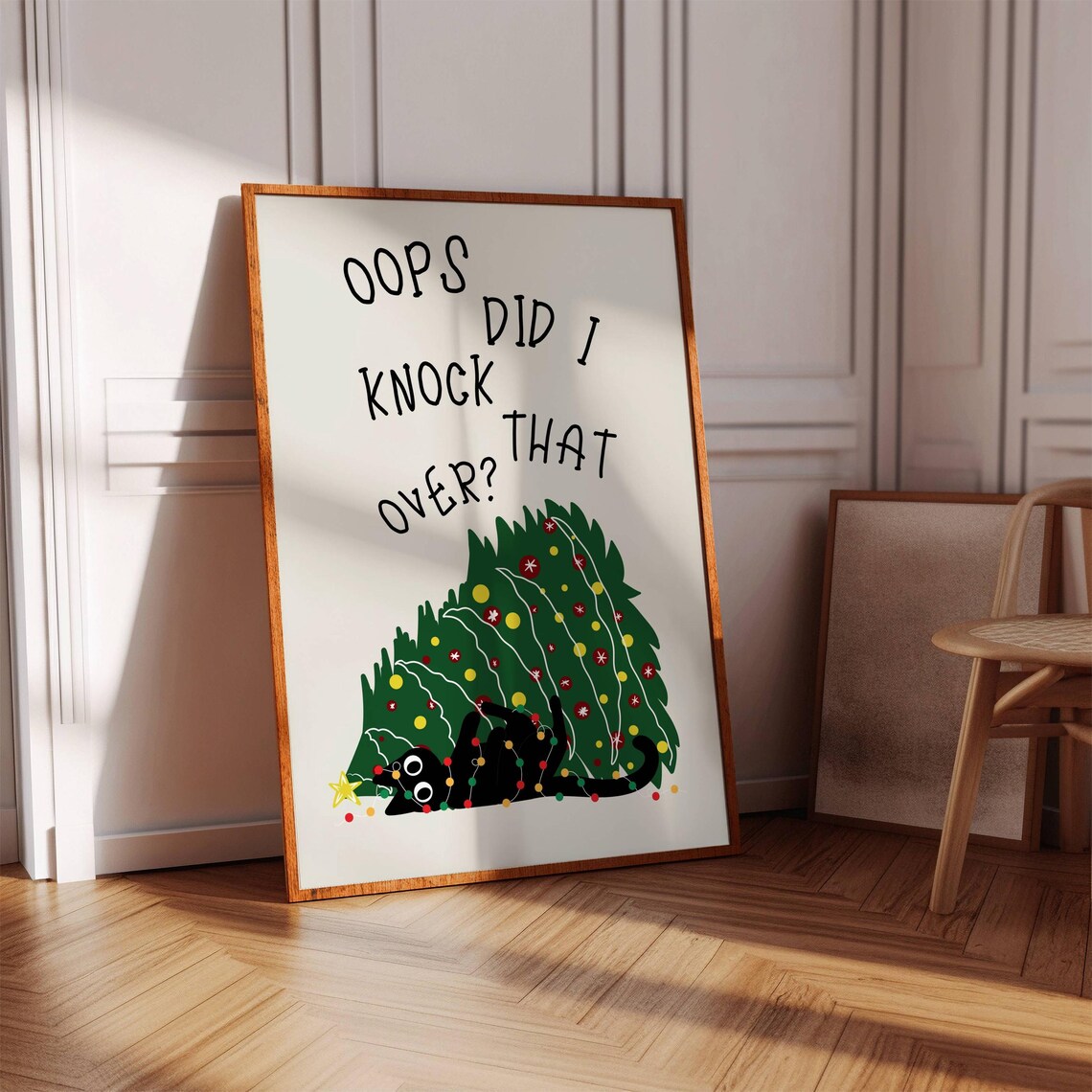 Funny Christmas Tree And Black Cat Art Print - Image 6