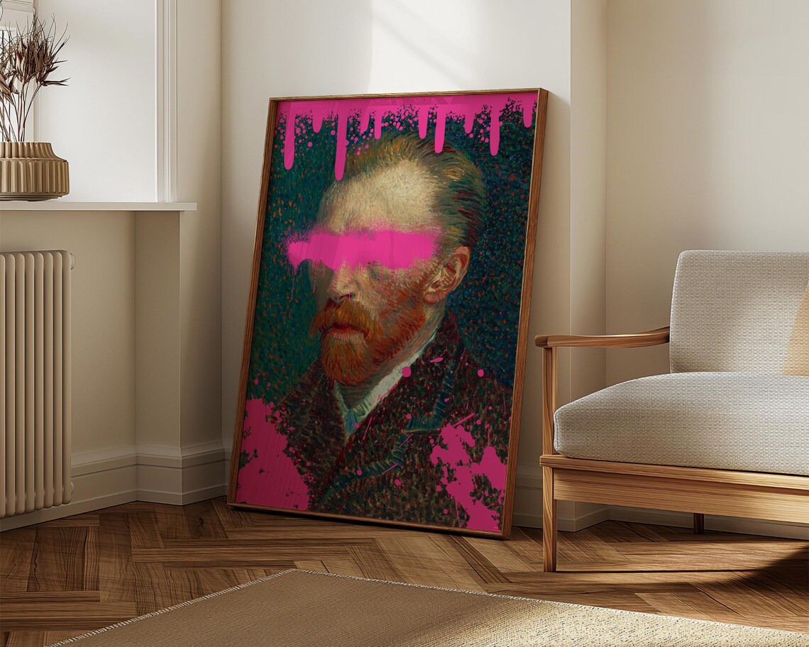 Funny Altered Art Print Urban Art Eclectic Wall Art Van Gogh Print Vintage Oil Painting Street Art Print Graffiti Poster Print - Image 5