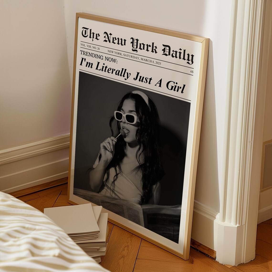 Im Literally Just A Girl Newspaper Vintage Fashion Funny Poster - Image 8