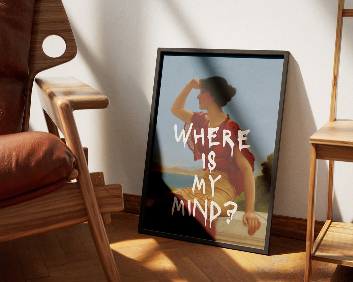 Where Is My Mind Woman By The Sea Classical Art Quote Poster - Image 5