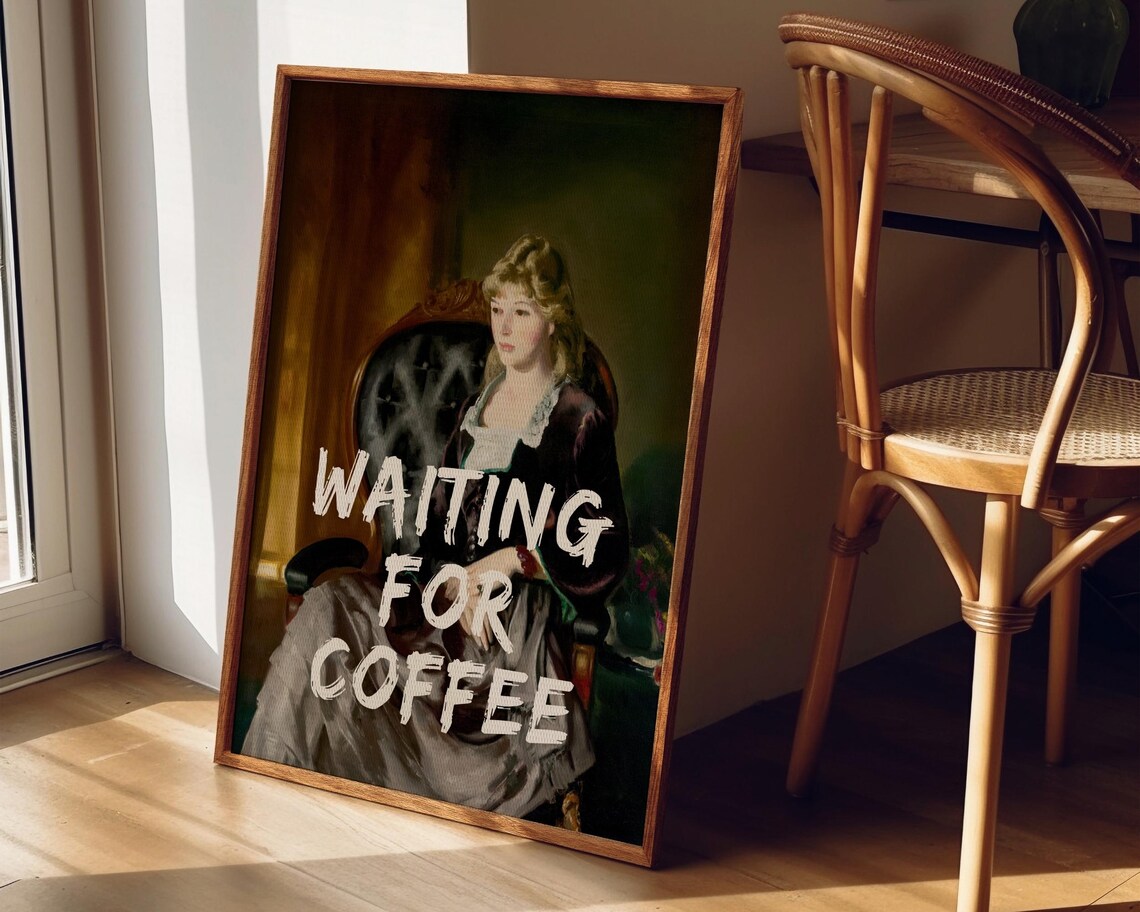 Waiting For Coffee Vintage Portrait Art Print - Image 8