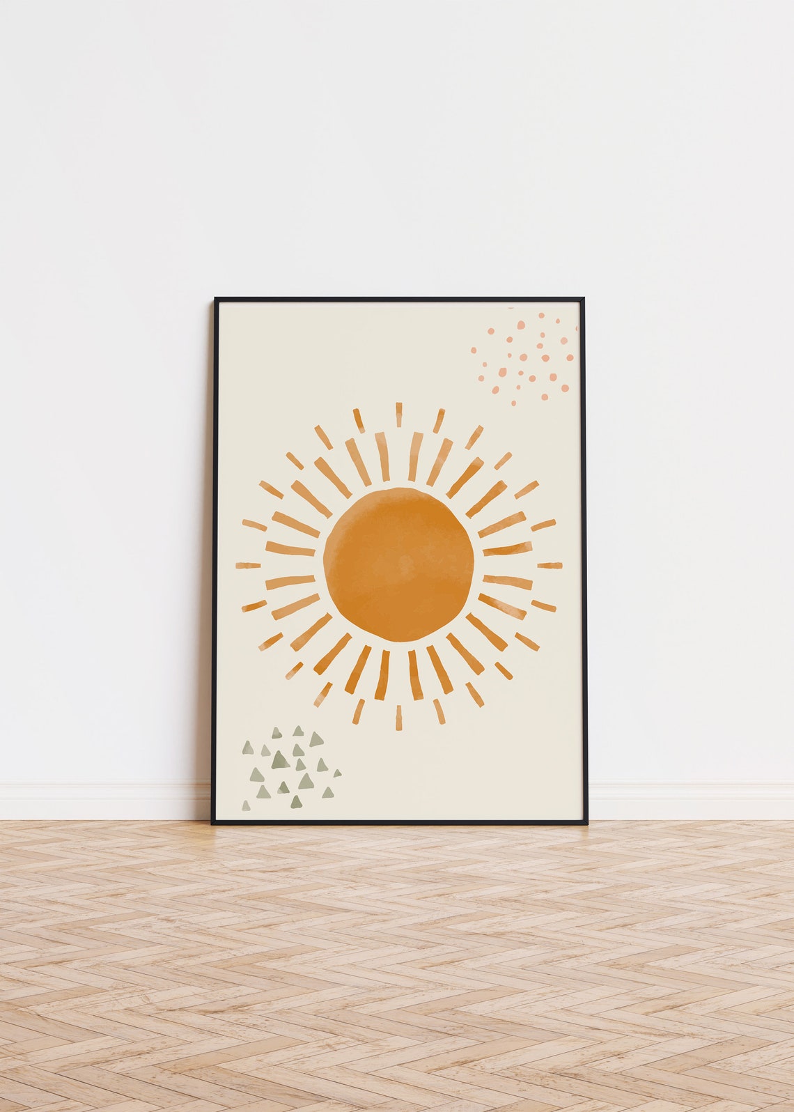Abstract Sun Boho Minimalist Terracotta Watercolor Nursery Poster