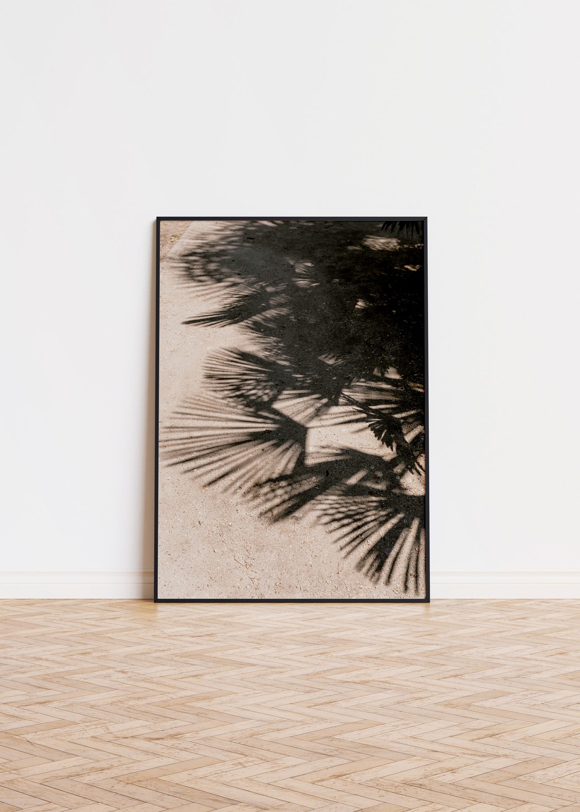 Palm Frond Shadows Warm Sand Neutral Minimalist Tropical Photo Poster