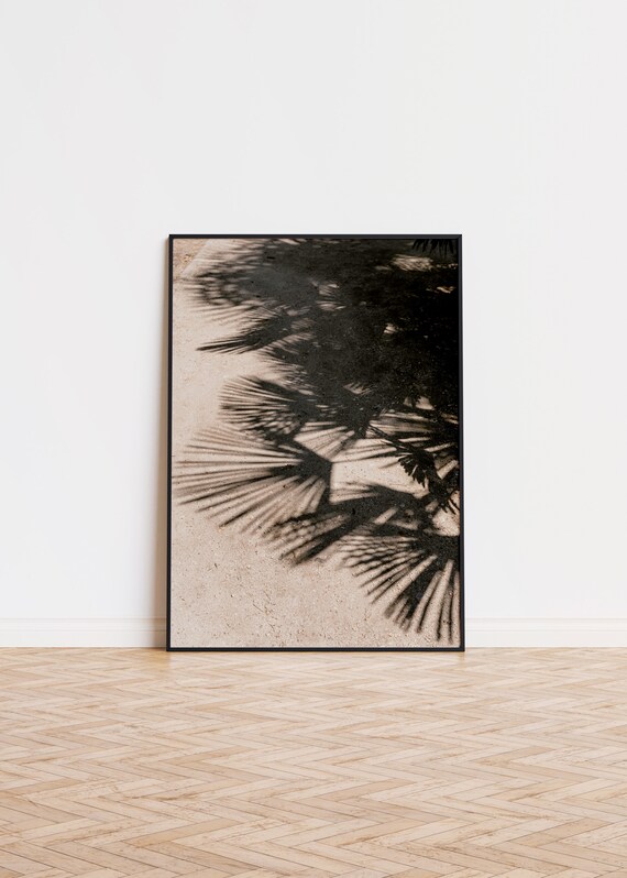 Palm Frond Shadows Warm Sand Neutral Minimalist Tropical Photo Poster