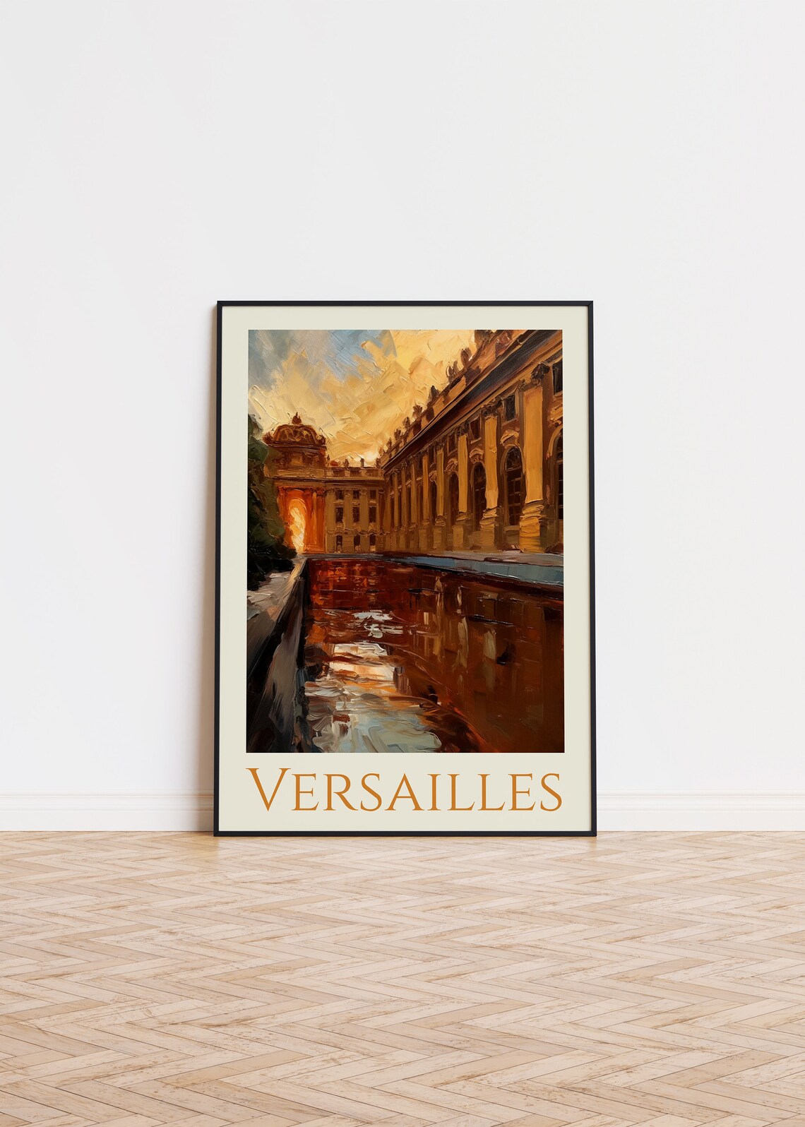 Palace Of Versailles Golden Hour Painted Travel Landmark Poster