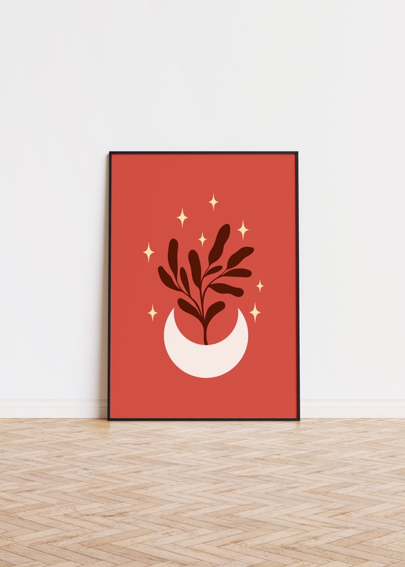 Leaf And Moon Poster Wall Art Printed