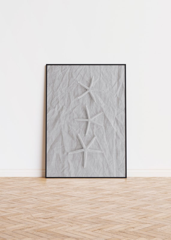 White Sea Stars Poster Wall Art Printed