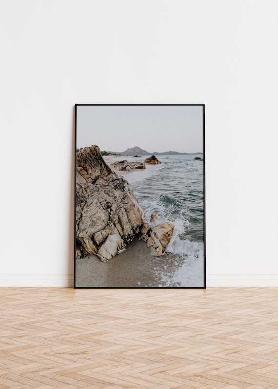 Rocky Ocean Shoreline Crashing Waves Coastal Nature Photo Poster