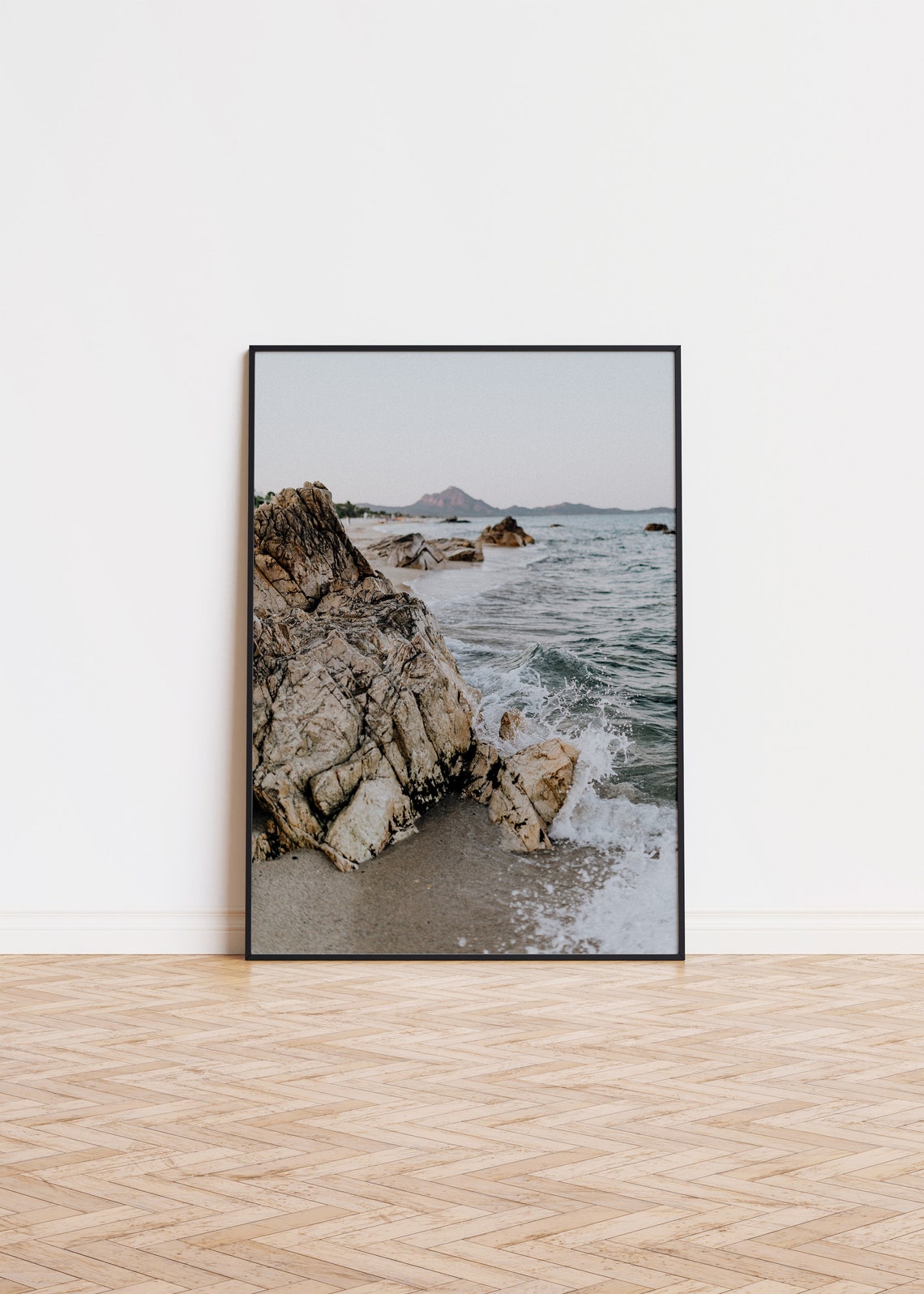 Rocky Ocean Shoreline Crashing Waves Coastal Nature Photo Poster