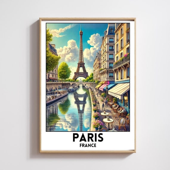 Paris Travel Poster Eiffel Tower Art Travel Decor Wall Art Paris Art Print French Illustration Print Paris Wall Art Modern Home Decor