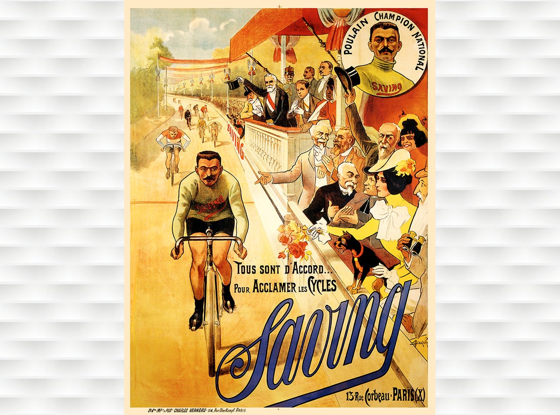 Saving Cycles Poulain Champion National Racing Cyclist French Poster