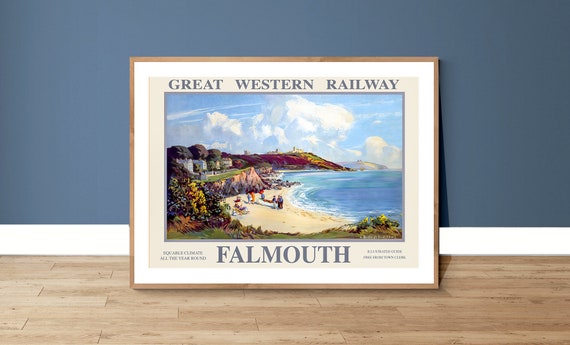 Falmouth England Vintage Travel Poster Poster Paper Or Print Gift Idea