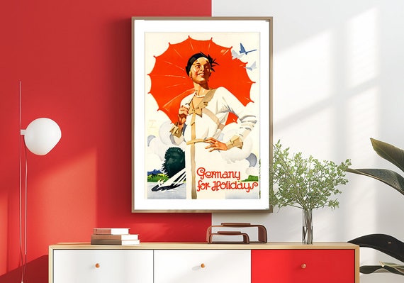 Germany For Holidays Vintage Travel Poster Visit Germany Gift Idea Wall Decor